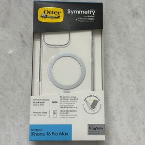 GENUINE Otterbox Symmetry MagSafe Case Clear iPhone 16 Pro Max +Screen Protector
